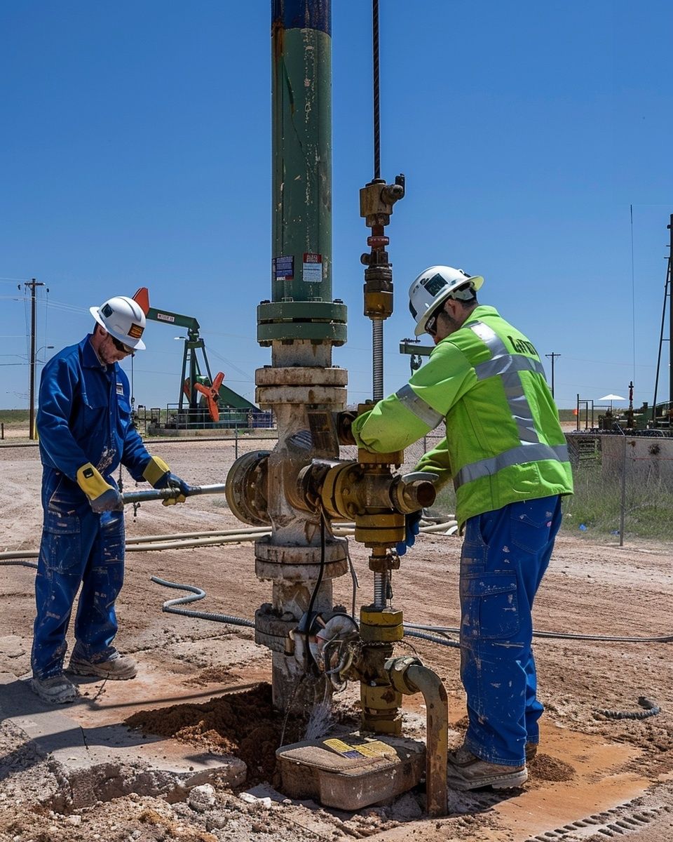 Direct participation oil investment — wellhead maintenance at active production site