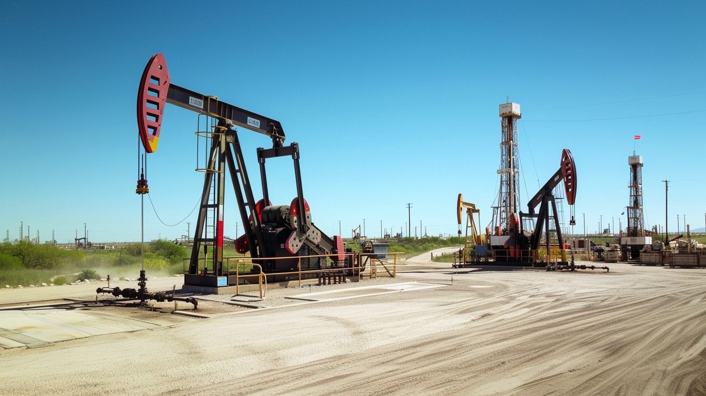 Oil and gas investment opportunities — Permian Basin pump jacks producing at sunset