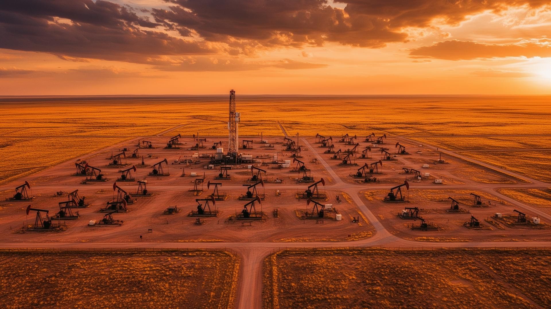 Texas oil investment opportunities in the Permian Basin — aerial view of active drilling operations
