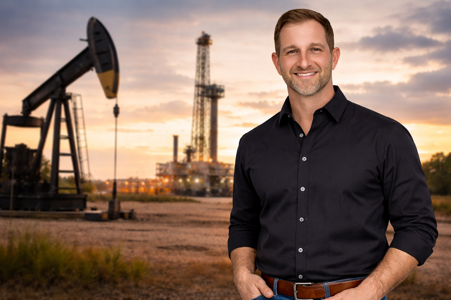 Whit Kinser at an oil field site in the Permian Basin, Texas